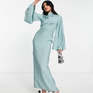 ASOS Dusky Blue Long Sleeve Maxi Dress